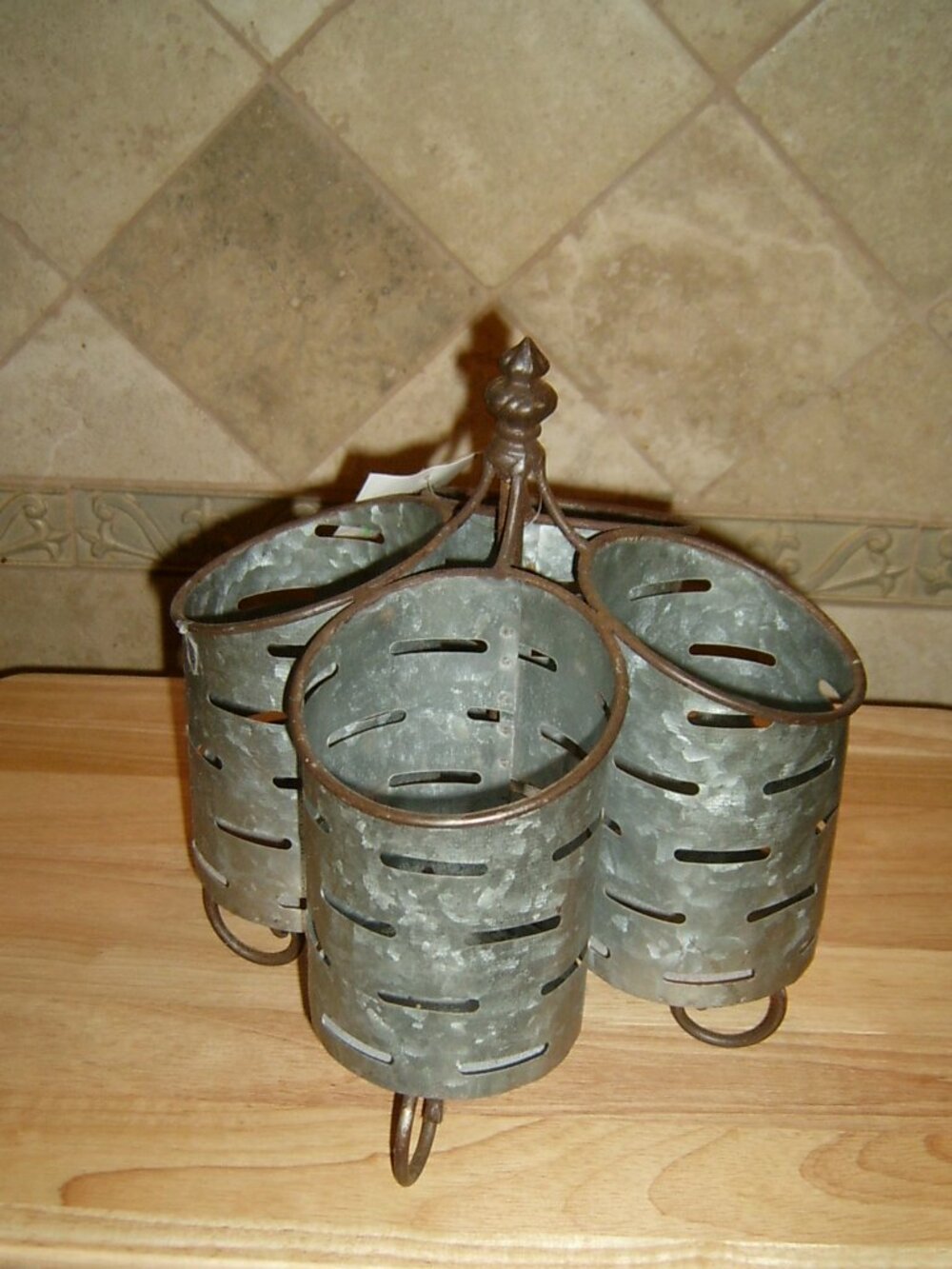Metal 4-Compartment‎ Rustic Silver Organizer, NEW WITH TAG